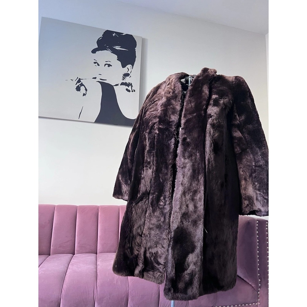 Vintage Laskin Mouton Dyed Lamb Fur Coat Brown Mid Length The Sharon Store PA